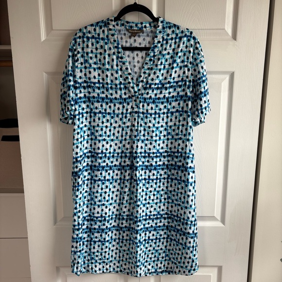 Tommy Bahama M Shirt Dress Dot Matrix Short Sleeve Shibori Style Coastal Vacay - Picture 2 of 9